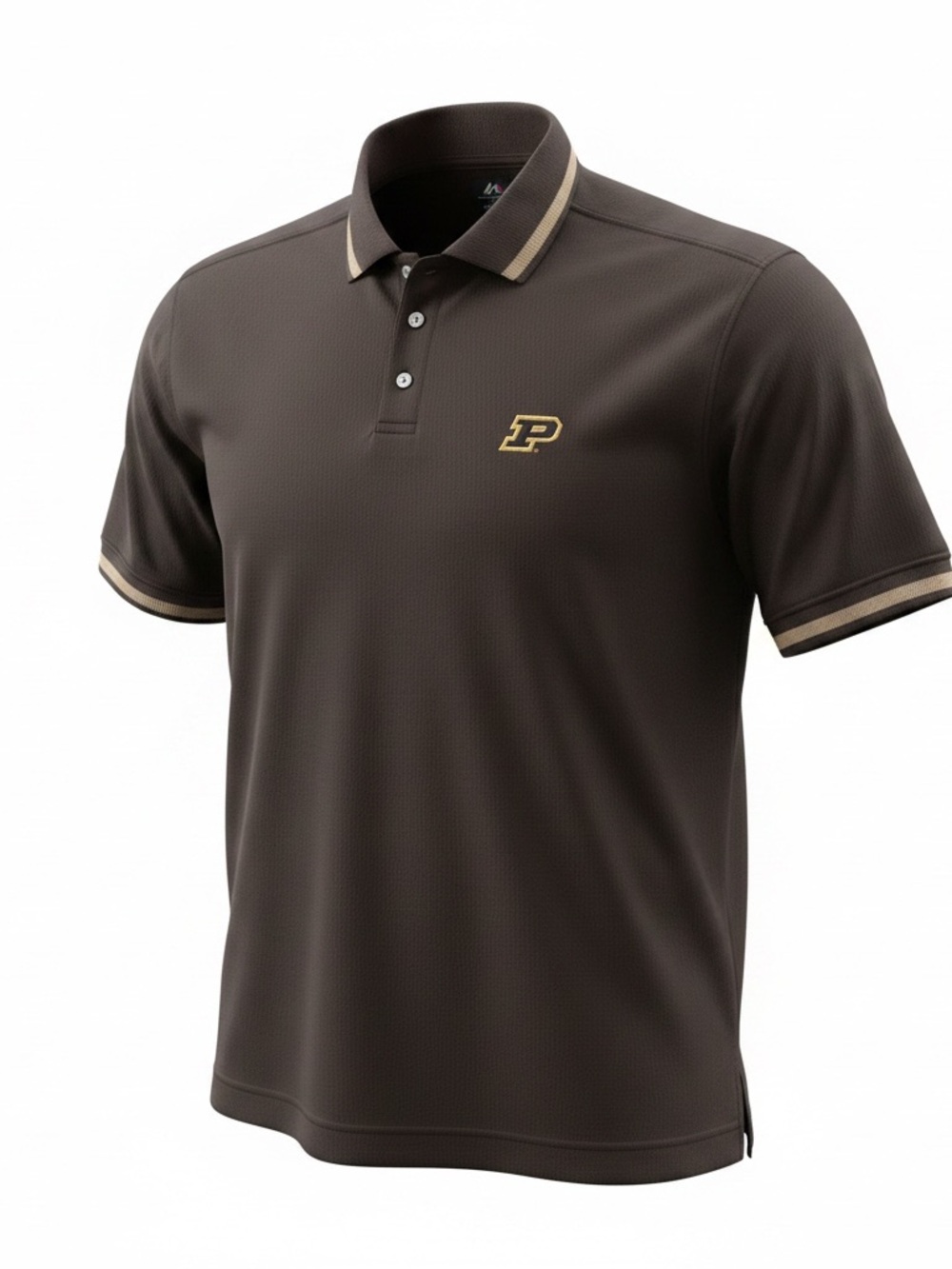 Pro Player Black Polo with Gold Trim and Embroidered Purdue Logo